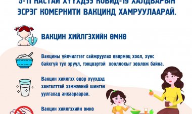 Коронавируст халдвар (КОВИД-19)-ын эсрэг вакцинд хүүхдээ хамруулахын өмнө хооллож, дааруулахааргүй хувцаслан эх хүүхдийн ягаан дэвтэрээ авч очоорой.