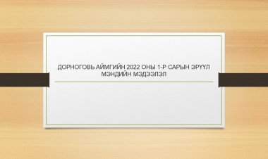 ДОРНОГОВЬ АЙМГИЙН 2022 ОНЫ  1-Р САРЫН ЭРҮҮЛ МЭНДИЙН МЭДЭЭЛЭЛ