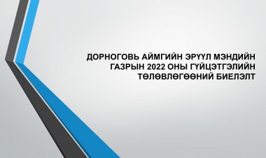 ДОРНОГОВЬ АЙМГИЙН ЭРҮҮЛ МЭНДИЙН ГАЗРЫН 2022 ОНЫ ГҮЙЦЭТГЭЛИЙН  ТӨЛӨВЛӨГӨӨНИЙ БИЕЛЭЛТ