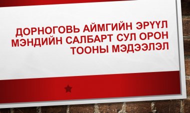 ДОРНОГОВЬ АЙМГИЙН ЭРҮҮЛ МЭНДИЙН САЛБАРТ СУЛ ОРОН ТООНЫ МЭДЭЭЛЭЛ